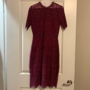 Lulu’s “Remarkable Lace Dress” in Burgundy
